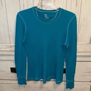 GAP Teal Ribbed Crewneck Thermal Shirt